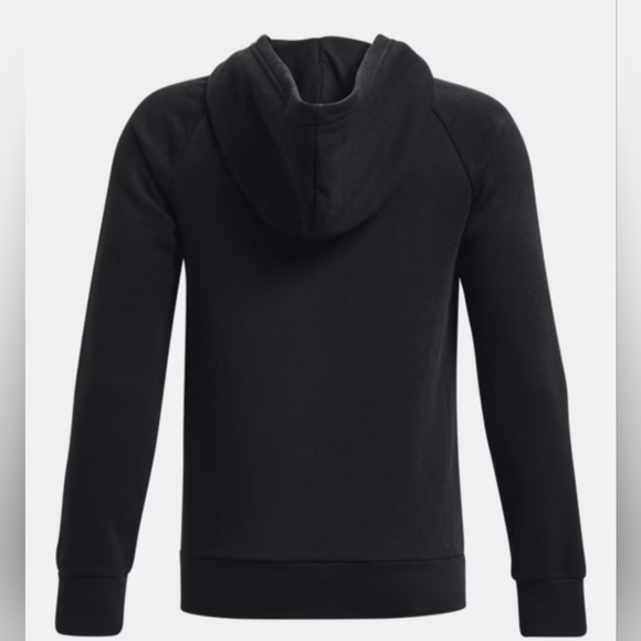 Under Armour Rival Fleece Full-Zip Hoodie Boys Size Large In Black W/ White Logo - Picture 2 of 13